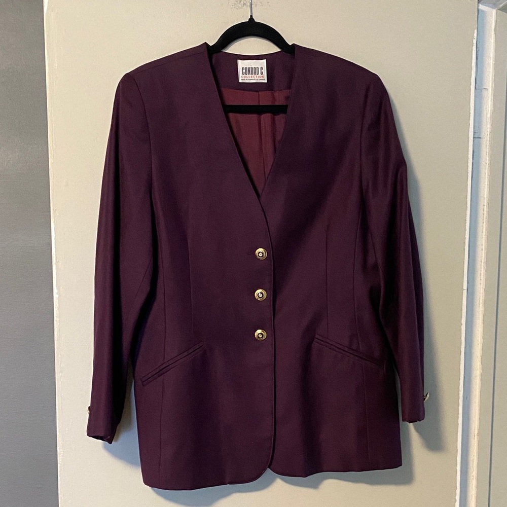 Vintage Deep Purple Blazer with Gold Accents